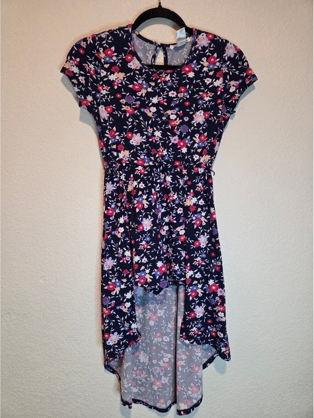 Buttercup High-Low Floral Dress with Shorts and Cap Sleeves, M